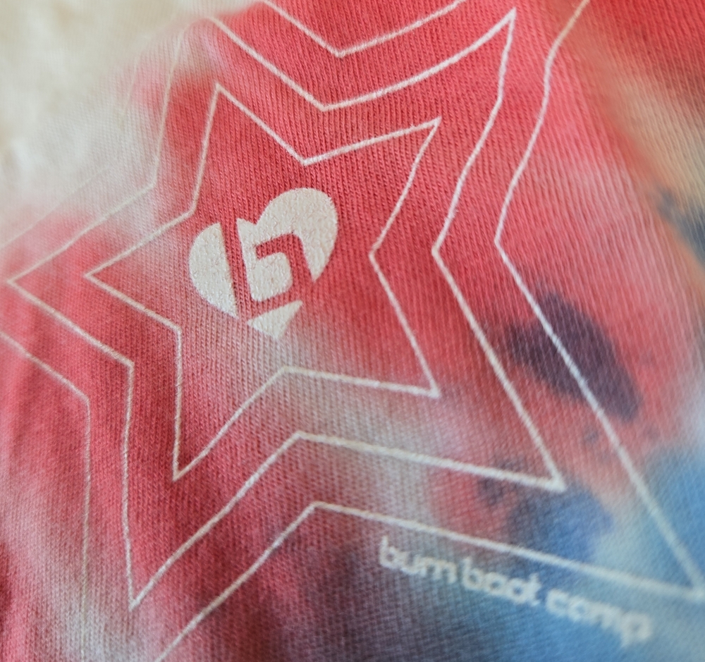 Burn Boot Camp Tie-Dye Red White and Blue Top